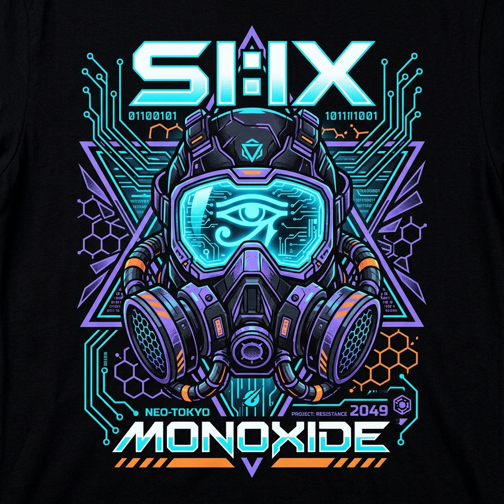 SI:IX Cyber Gas Mask Apparel Graphic